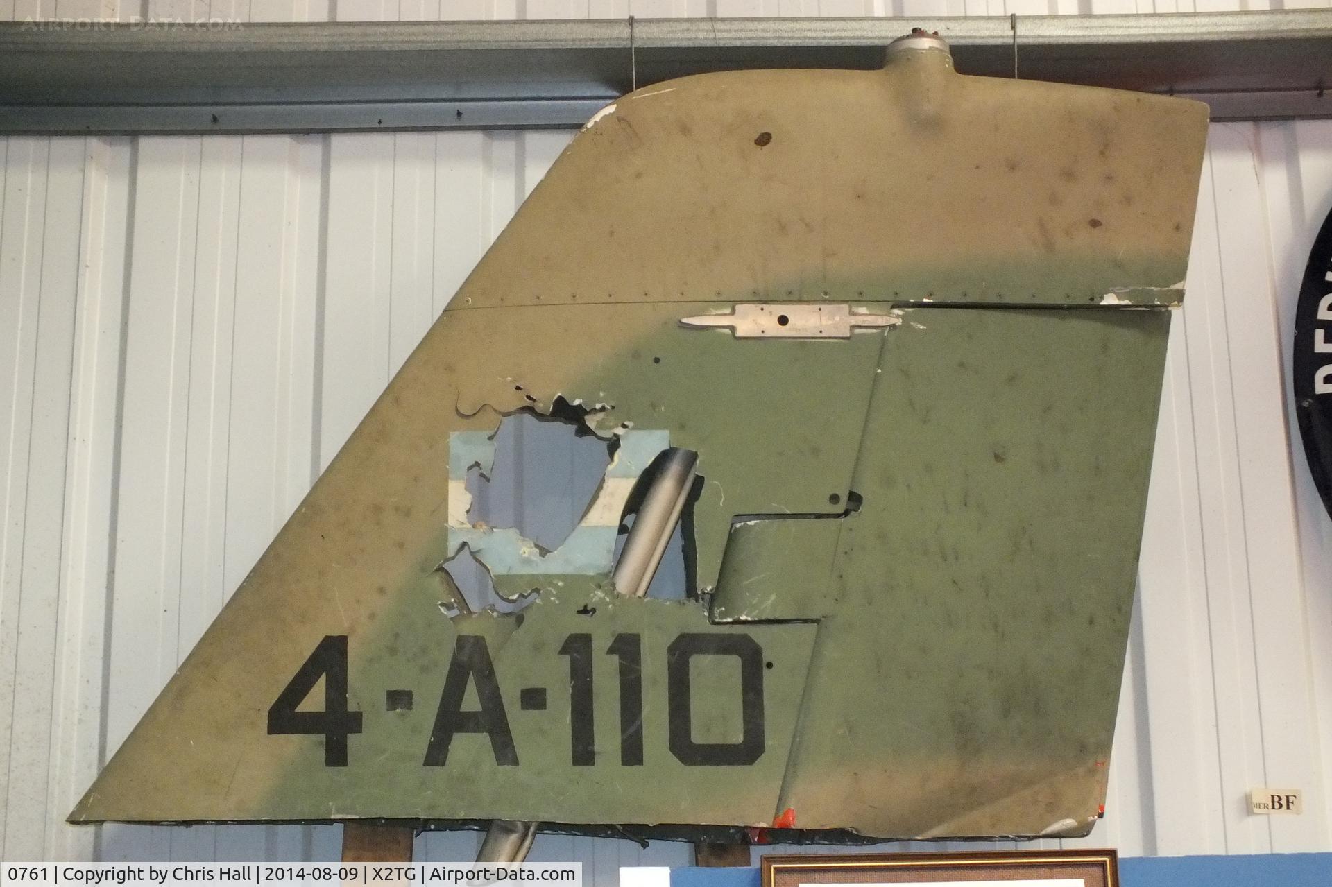0761, Aermacchi MB-339A C/N 6624/016, shot down on 27th May 1982 by a Blowpipe missile during the Battle for Goose Green, while attempting to attack British ships and troops