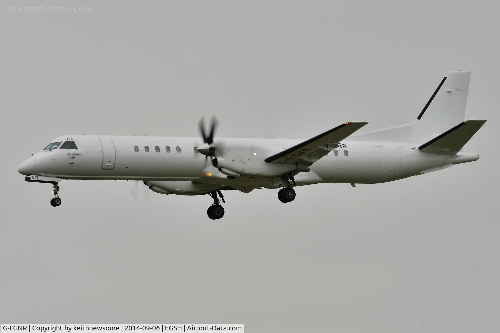 G-LGNR, 1993 Saab 2000 C/N 2000-004, Landing onto runway 27.