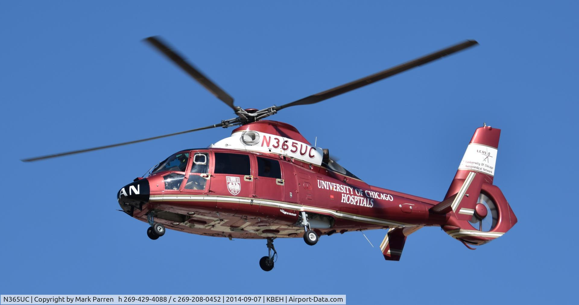 N365UC, 1989 Aerospatiale SA-365N-1 Dauphin 2 C/N 6329, Leaving Lakeland Healthcare, Saint Joseph, Michigan