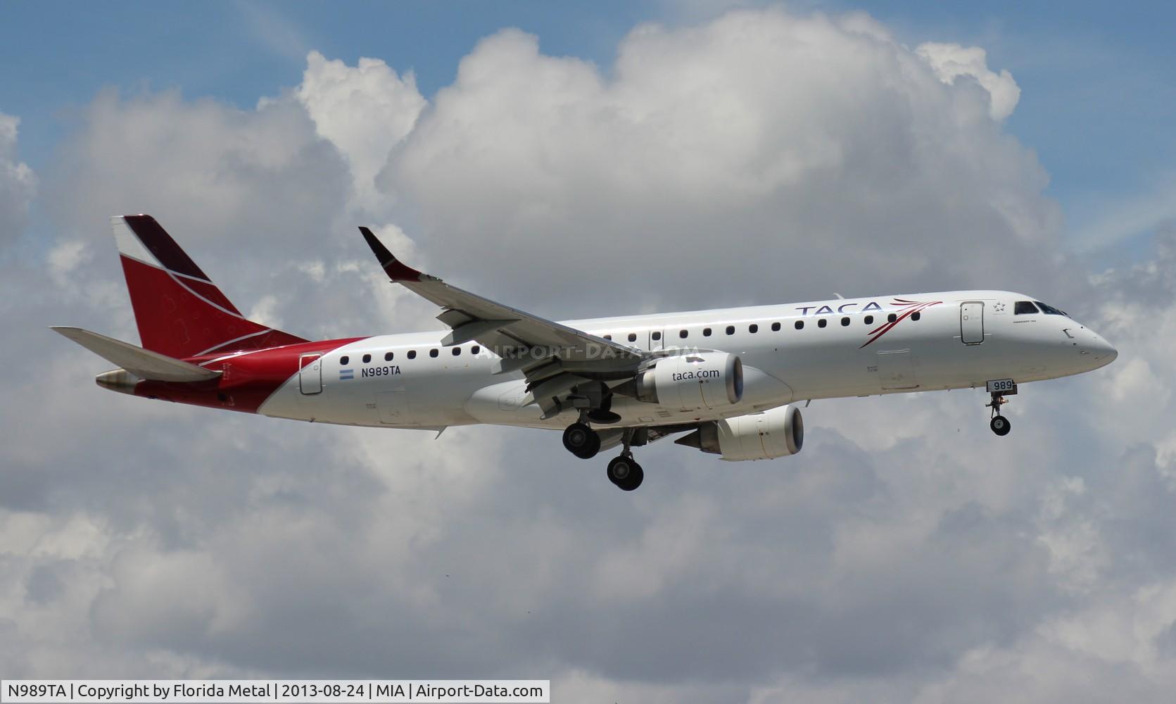N989TA, 2011 Embraer 190AR (ERJ-190-100IGW) C/N 19000482, Taca E190