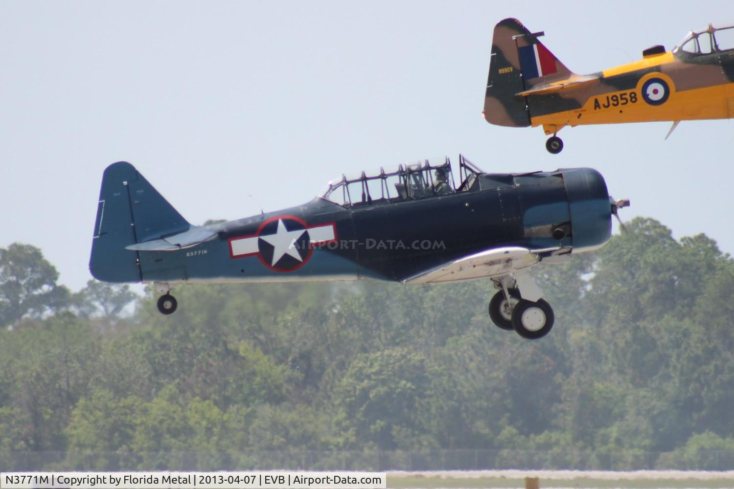 N3771M, North American SNJ-5C (AT-6D) Texan Texan C/N 88-17109, T-6 departing New Smyrna Beach