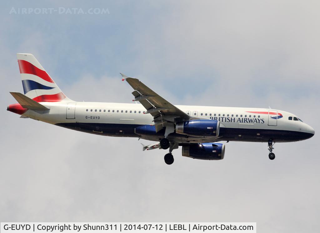 G-EUYD, 2008 Airbus A320-232 C/N 3726, Landing rwy 07R