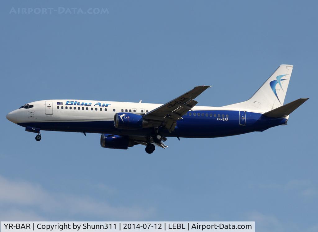 YR-BAR, 1991 Boeing 737-4Q8 C/N 25371, Landing rwy 07L in n/c