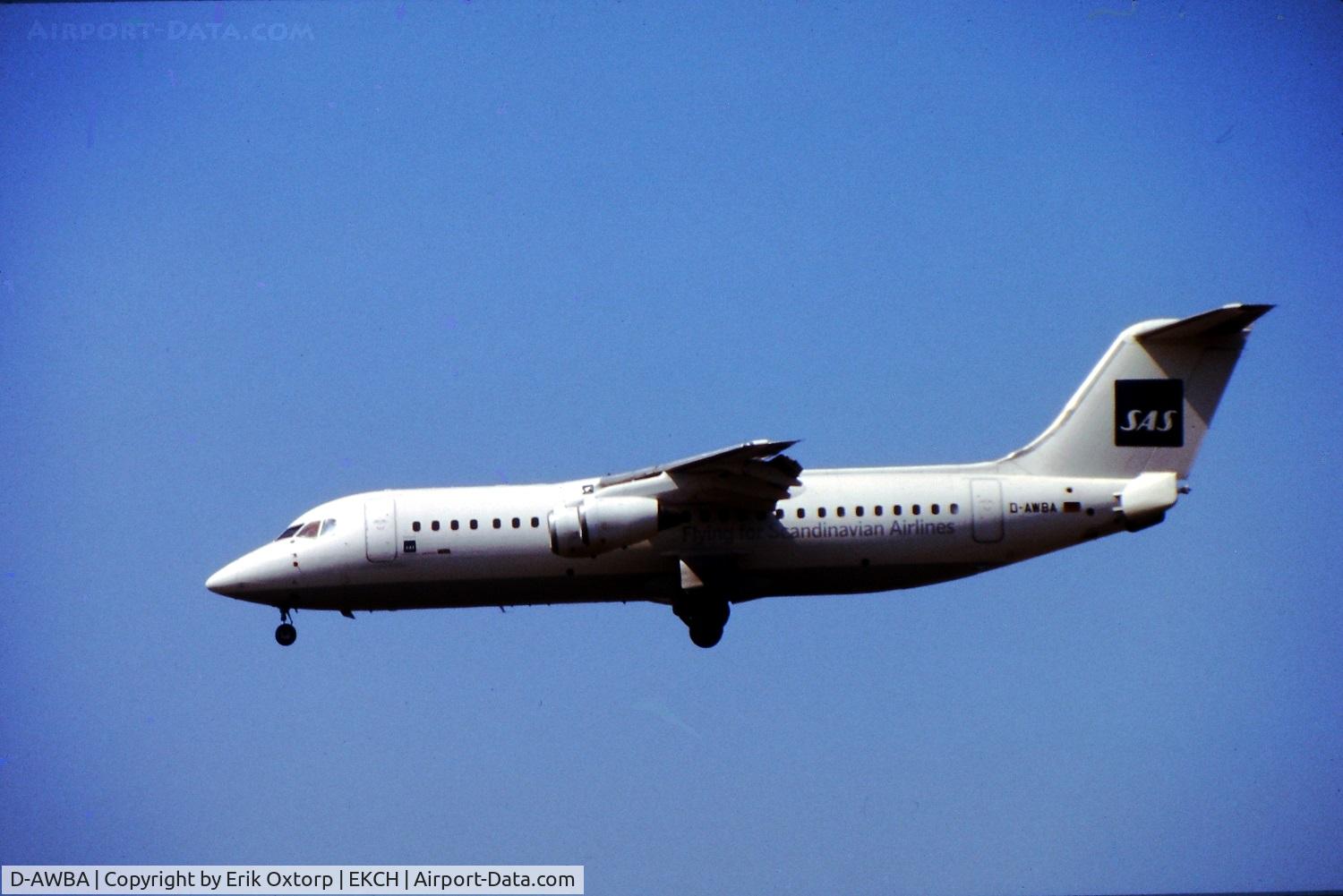 D-AWBA, 1989 British Aerospace BAe.146-300 C/N E3134, D.AWBA while leased to SAS