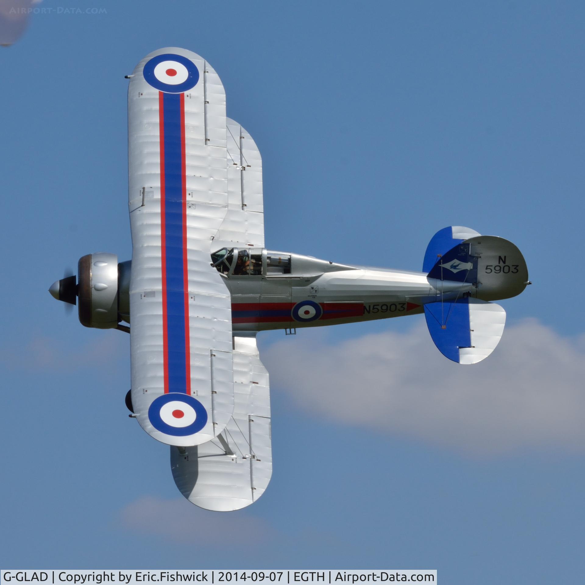 G-GLAD, 1939 Gloster Gladiator Mk2 C/N G5/75751, 41. G-GLAD in display mode at the glorious Shuttleworth Pagent Airshow, Sep. 2014.