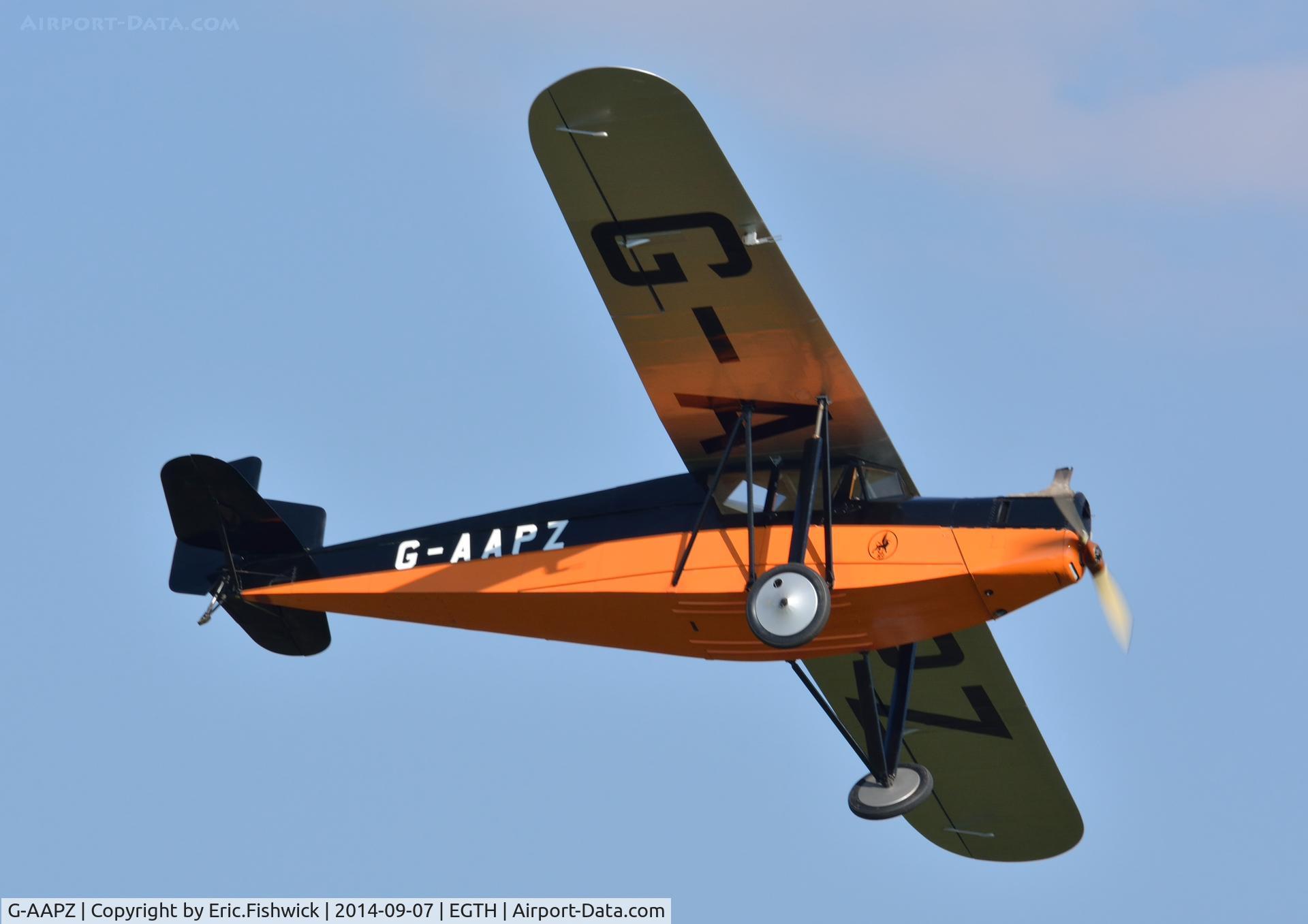 G-AAPZ, 1930 Desoutter MKI C/N D.25, 44. G-AAPZ in display mode at the glorious Shuttleworth Pagent Airshow, Sep. 2014.