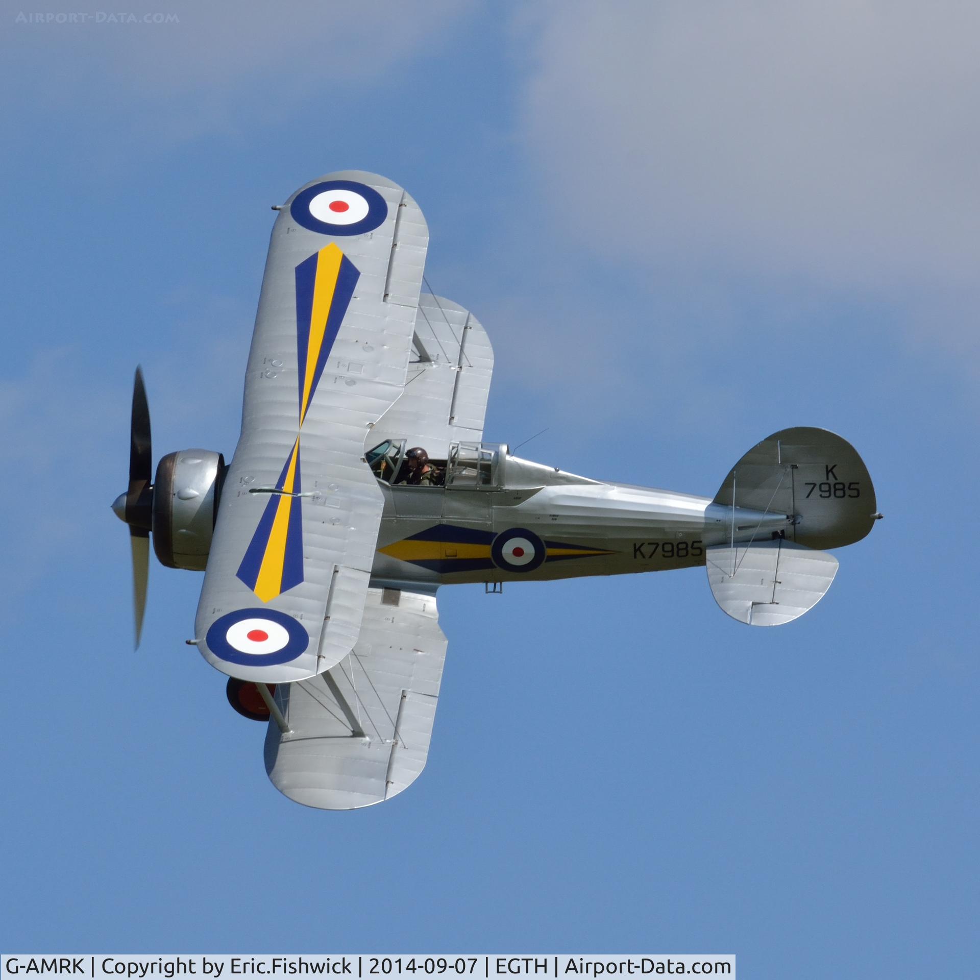 G-AMRK, 1937 Gloster Gladiator Mk1 C/N [L8032], 41. G-AMRK in display mode at the glorious Shuttleworth Pagent Airshow, Sep. 2014.