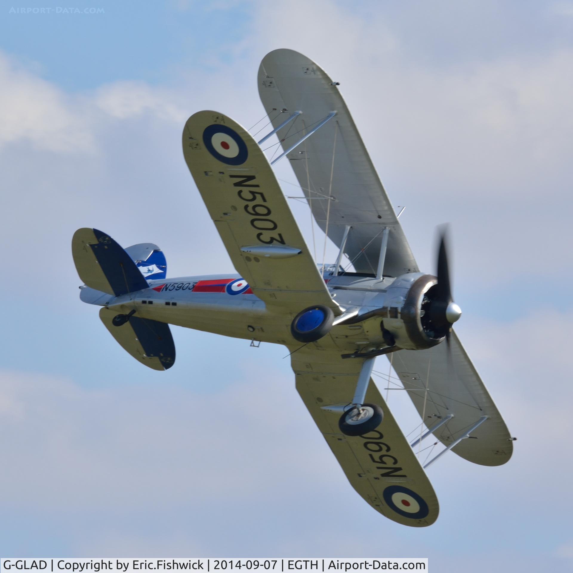 G-GLAD, 1939 Gloster Gladiator Mk2 C/N G5/75751, 44. G-GLAD in display mode at the glorious Shuttleworth Pagent Airshow, Sep. 2014.