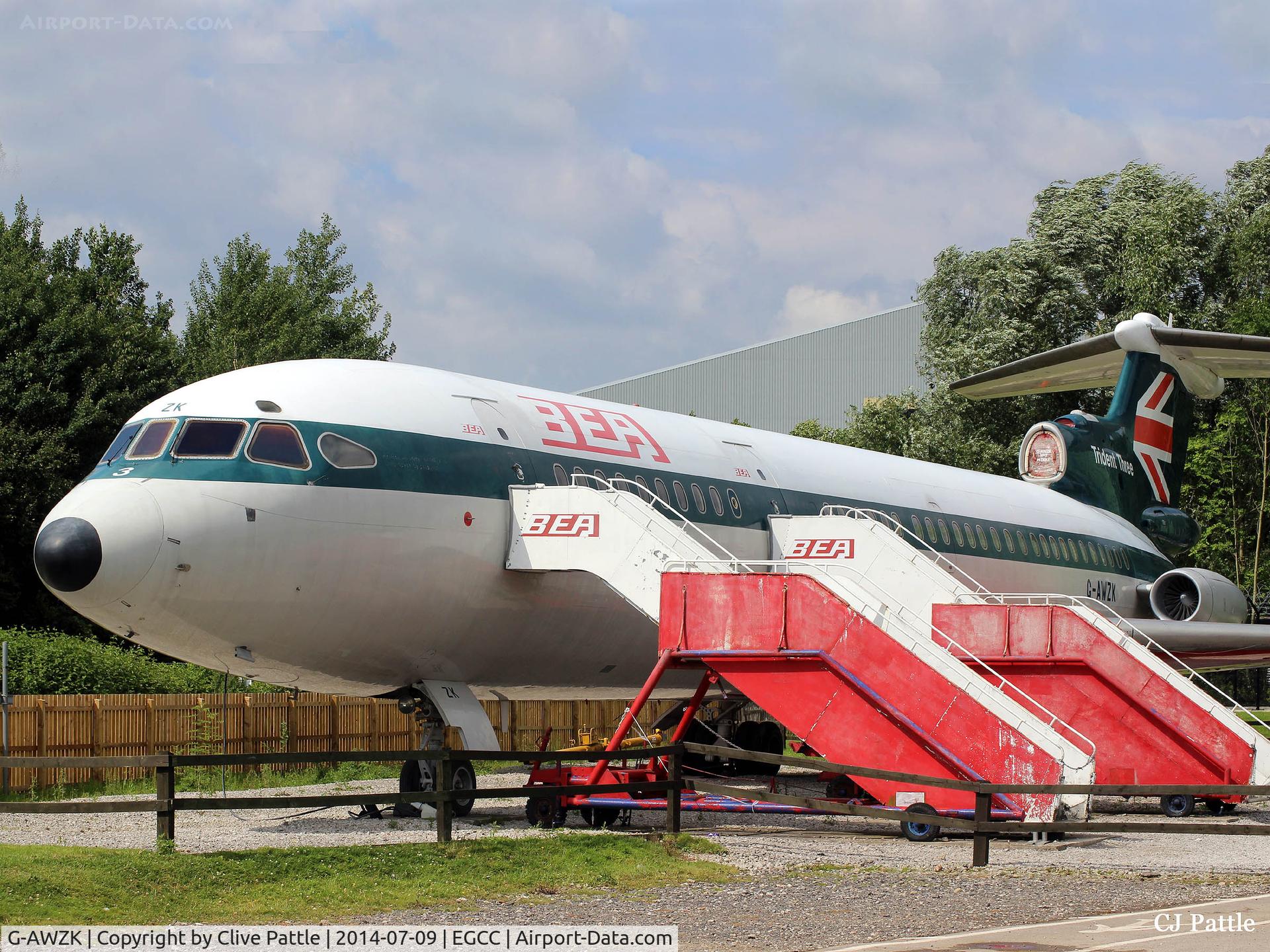 G-AWZK, 1971 Hawker Siddeley HS-121 Trident 3B-101 C/N 2312, Trident on display Manchester Airport Viewing Area