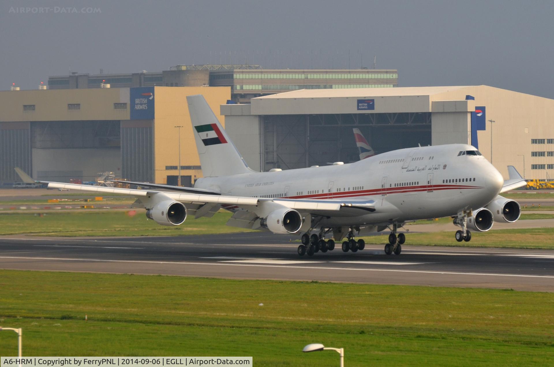 A6-HRM, 1998 Boeing 747-422 C/N 26903, Dubai Air Wings B744 landing in LHR