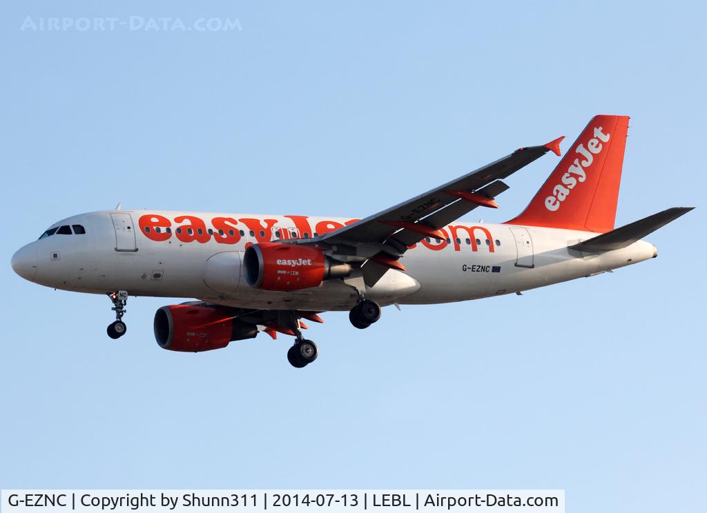G-EZNC, 2003 Airbus A319-111 C/N 2050, Landing rwy 25R