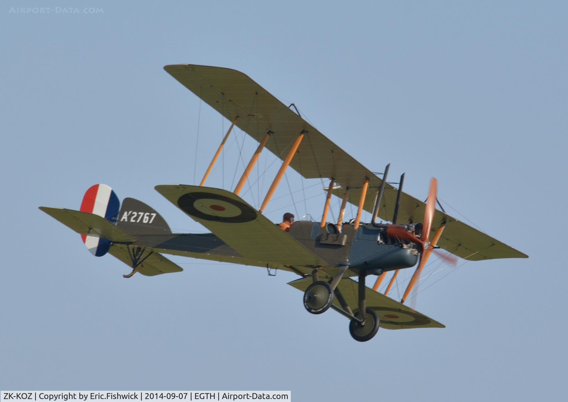 ZK-KOZ, 2014 Royal Aircraft Factory BE-2e Replica C/N 752, 44. A'2767 in display mode at the glorious Shuttleworth Pagent Airshow, Sep. 2014.