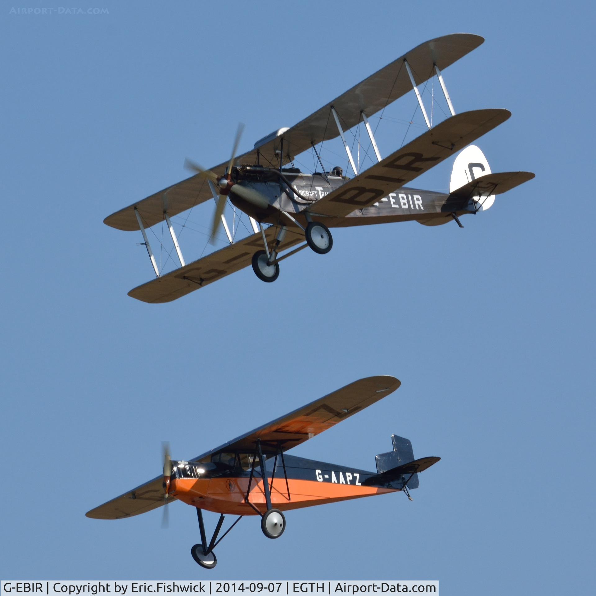 G-EBIR, 1924 De Havilland DH.51Moth C/N 102, 45. G-EBIR and G-AAPZ at the glorious Shuttleworth Pagent Airshow, Sep. 2014.