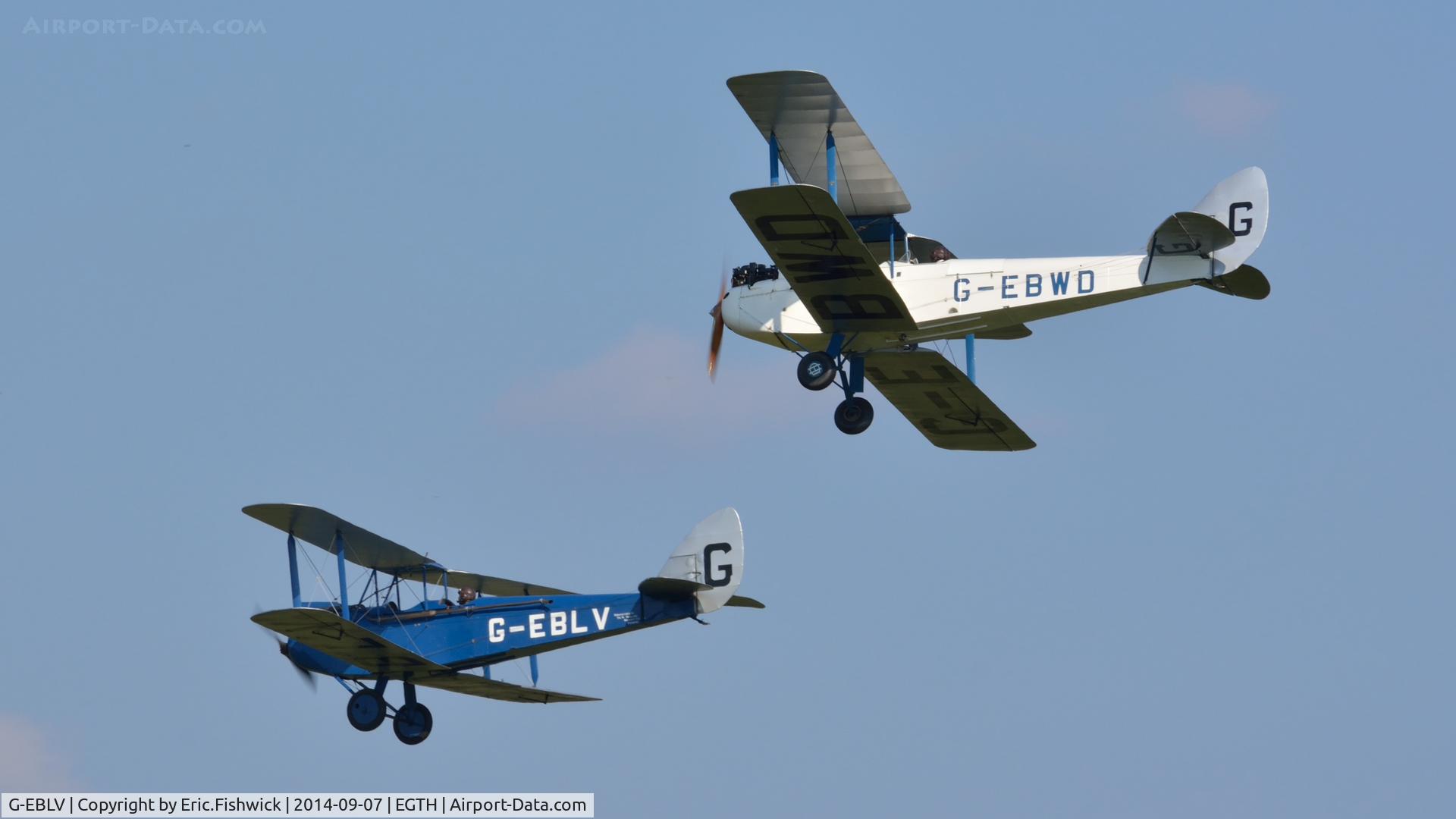 G-EBLV, 1925 De Havilland DH-60 Moth C/N 188, 45. A pair of DH60 Tiger Moths at the glorious Shuttleworth Pagent Airshow, Sep. 2014.