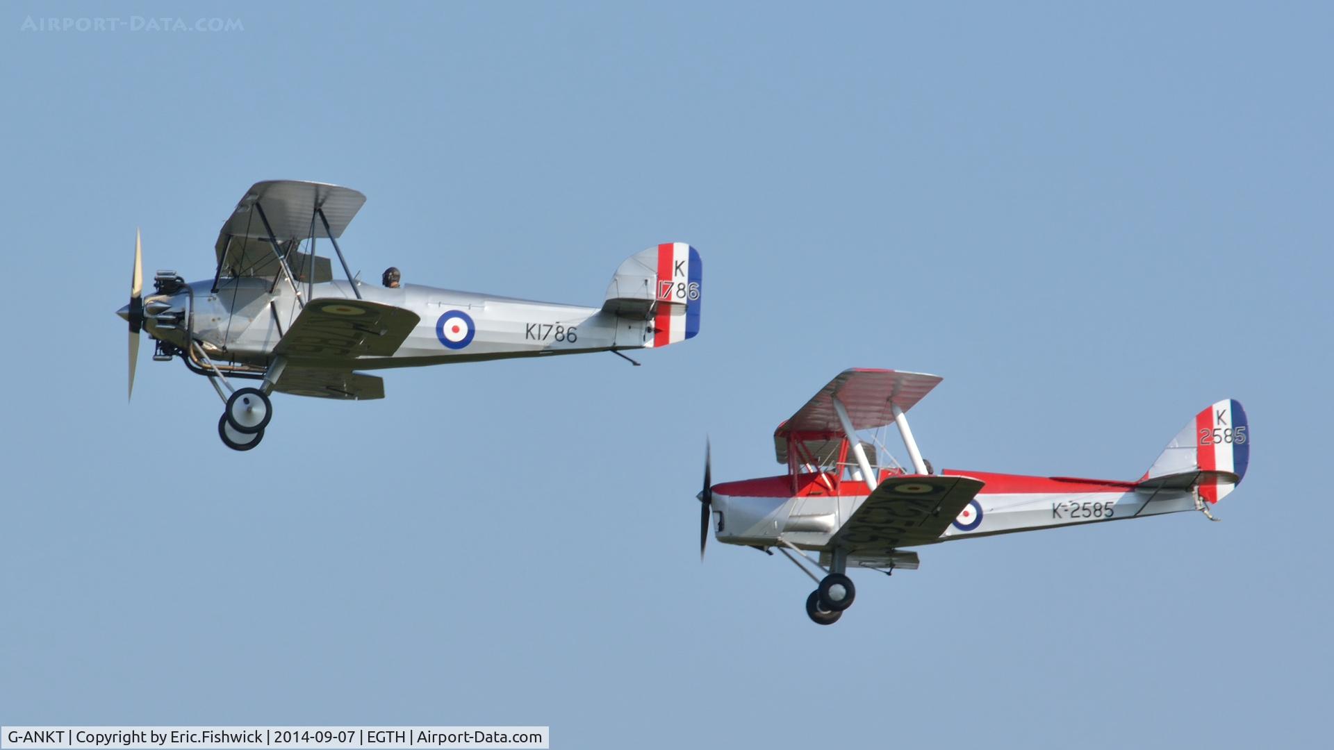 G-ANKT, 1942 De Havilland DH-82A Tiger Moth II C/N 85087, 45. K2585 with K1786 at the glorious Shuttleworth Pagent Airshow, Sep. 2014.