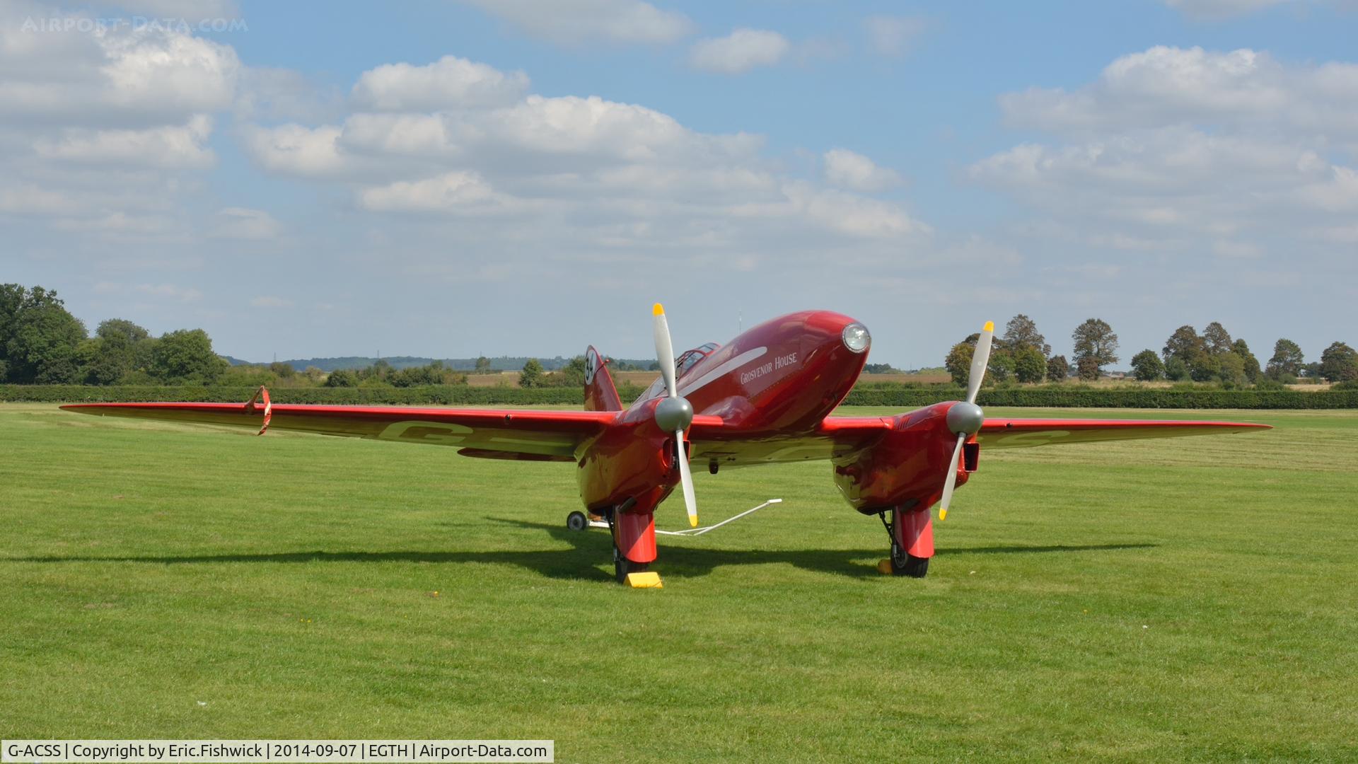 G-ACSS, 1934 De Havilland DH-88 Comet C/N 1996, 3. G-ACSS ready to take to the skies  - at the glorious Shuttleworth Pagent Airshow, Sep. 2014.