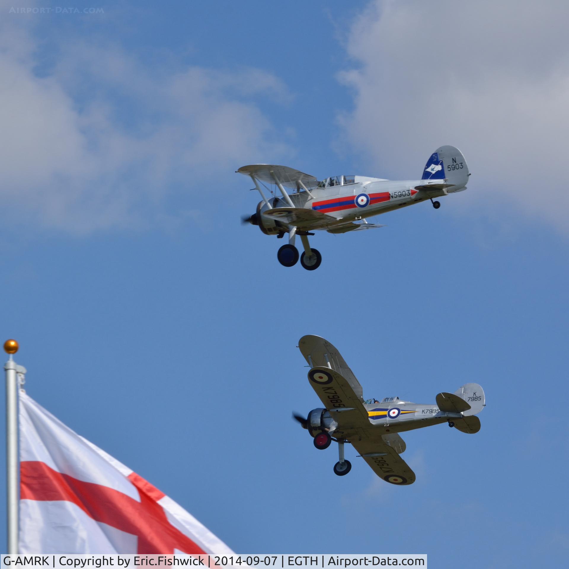 G-AMRK, 1937 Gloster Gladiator Mk1 C/N [L8032], 45. G-AMRK and G-GLAD at the glorious Shuttleworth Pagent Airshow, Sep. 2014.
