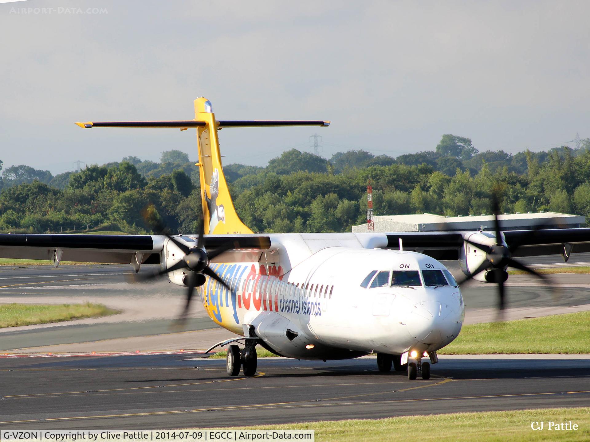 G-VZON, 2009 ATR 72-212A C/N 853, EGCC shortly after arrival