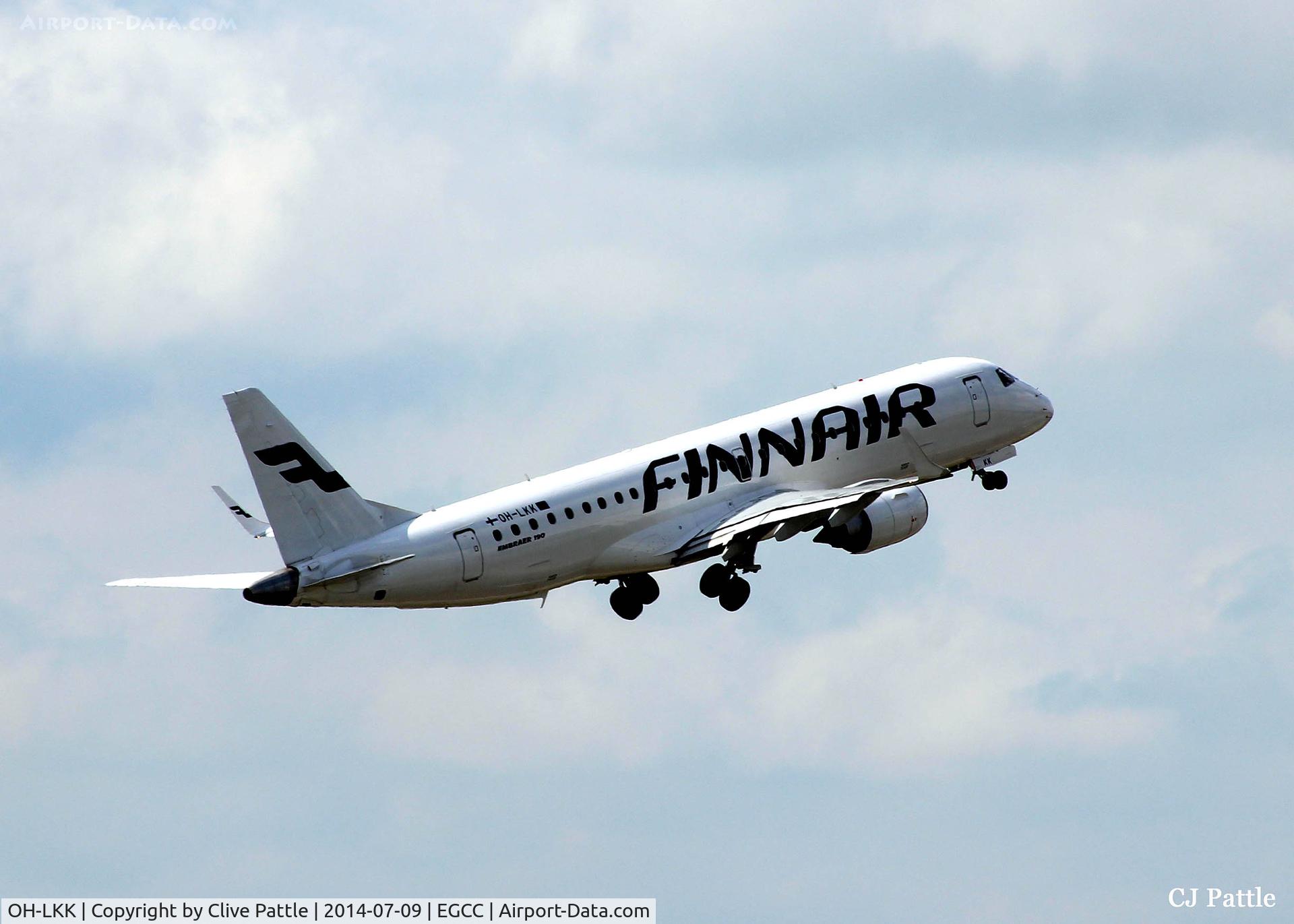 OH-LKK, 2007 Embraer 190LR (ERJ-190-100LR) C/N 19000127, Manchester departure into thinair