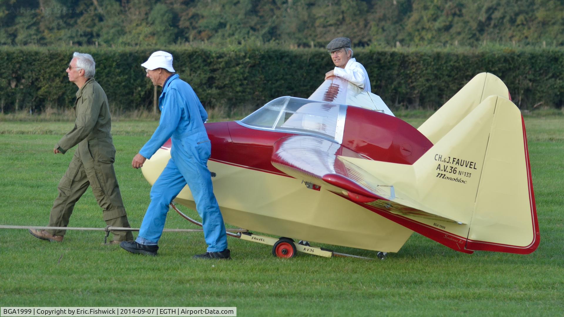 BGA1999, 1955 Fauvel AV-36 C/N 133, 5. BGA1999 after a unique aerobatic display at the glorious Shuttleworth Pagent Airshow, Sep. 2014.