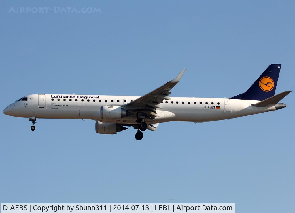 D-AEBS, 2012 Embraer 195LR (ERJ-190-200LR) C/N 19000565, Landing rwy 25R