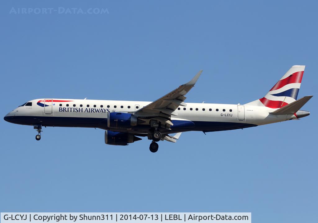G-LCYJ, 2010 Embraer 190SR (ERJ-190-100SR) C/N 19000339, Landing rwy 25R