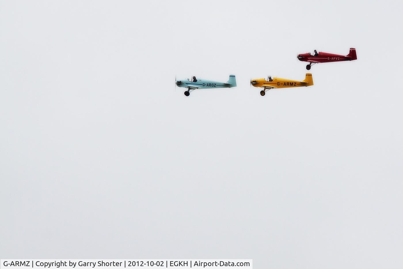 G-ARMZ, 1961 Rollason Druine D.31 Turbulent C/N PFA 565, Flypast by the 3 aircraft over Frittenden.