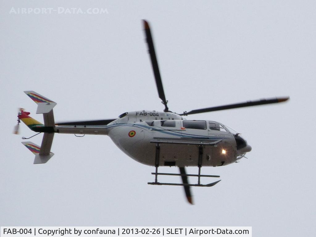 FAB-004, 2012 Eurocopter-Kawasaki EC-145 EC-145 C/N 9562, Hovering over Santa Cruz city