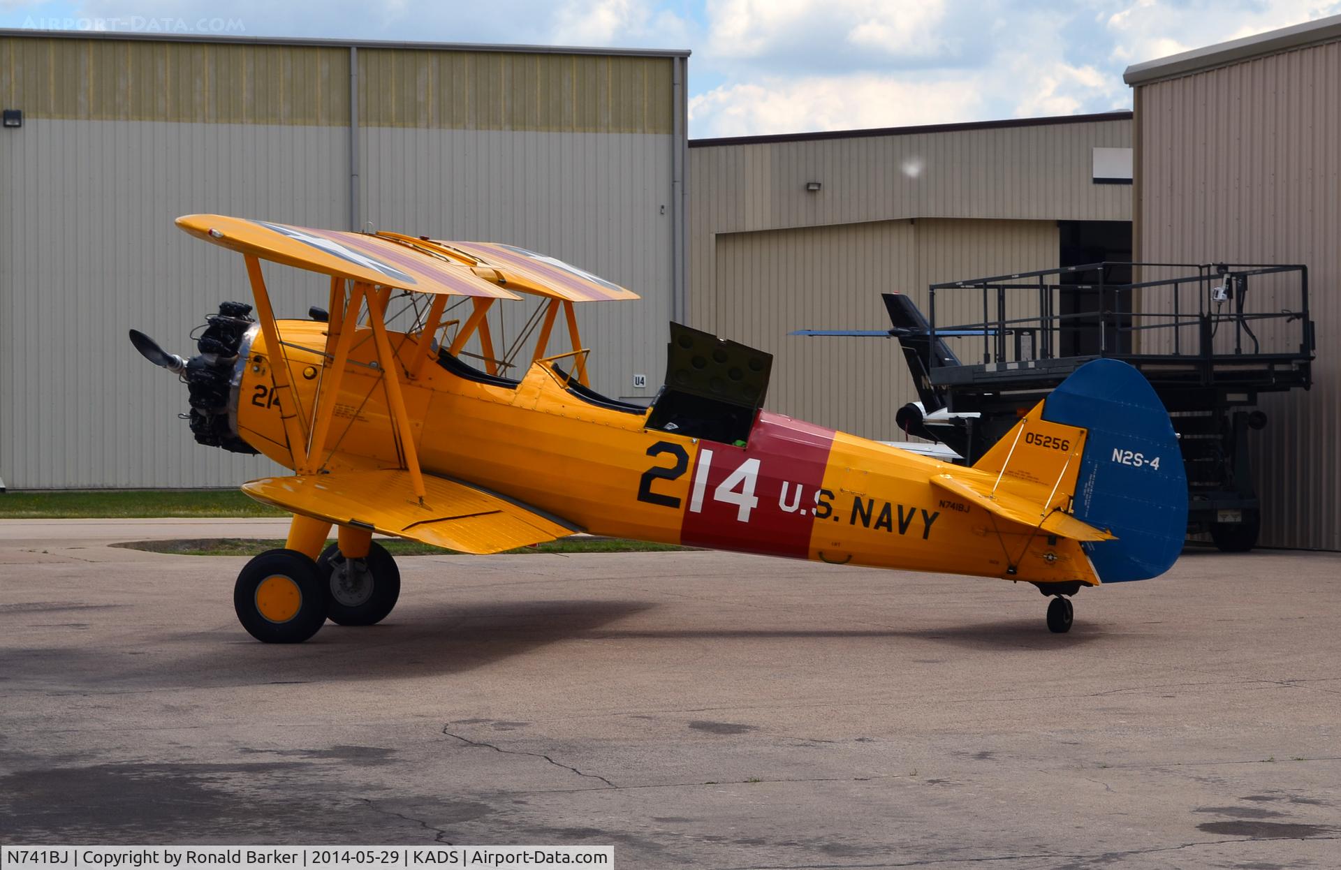 N741BJ, 1985 Boeing 75 C/N AR-36, On the ramp, Cavanaugh Flight Museum, Addison, TX