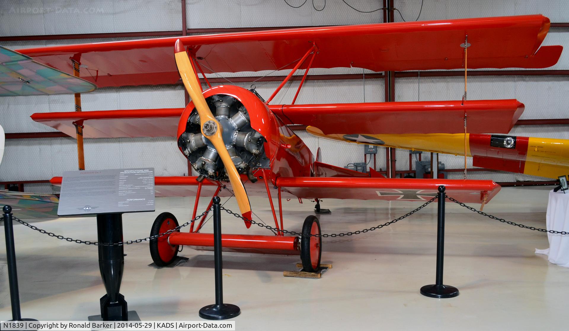N1839, 1980 Fokker Dr.1 Triplane Replica C/N 1839, Cavanaugh Flight Museum, Addison, TX
