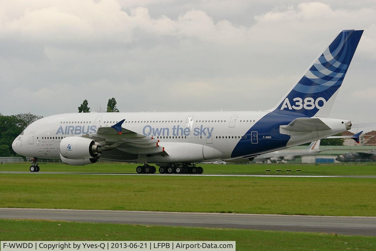 F-WWDD, 2005 Airbus A380-861 C/N 004, Airbus A380-861, Taxiing after landing rwy 03, Paris-Le Bourget Air Show 2013