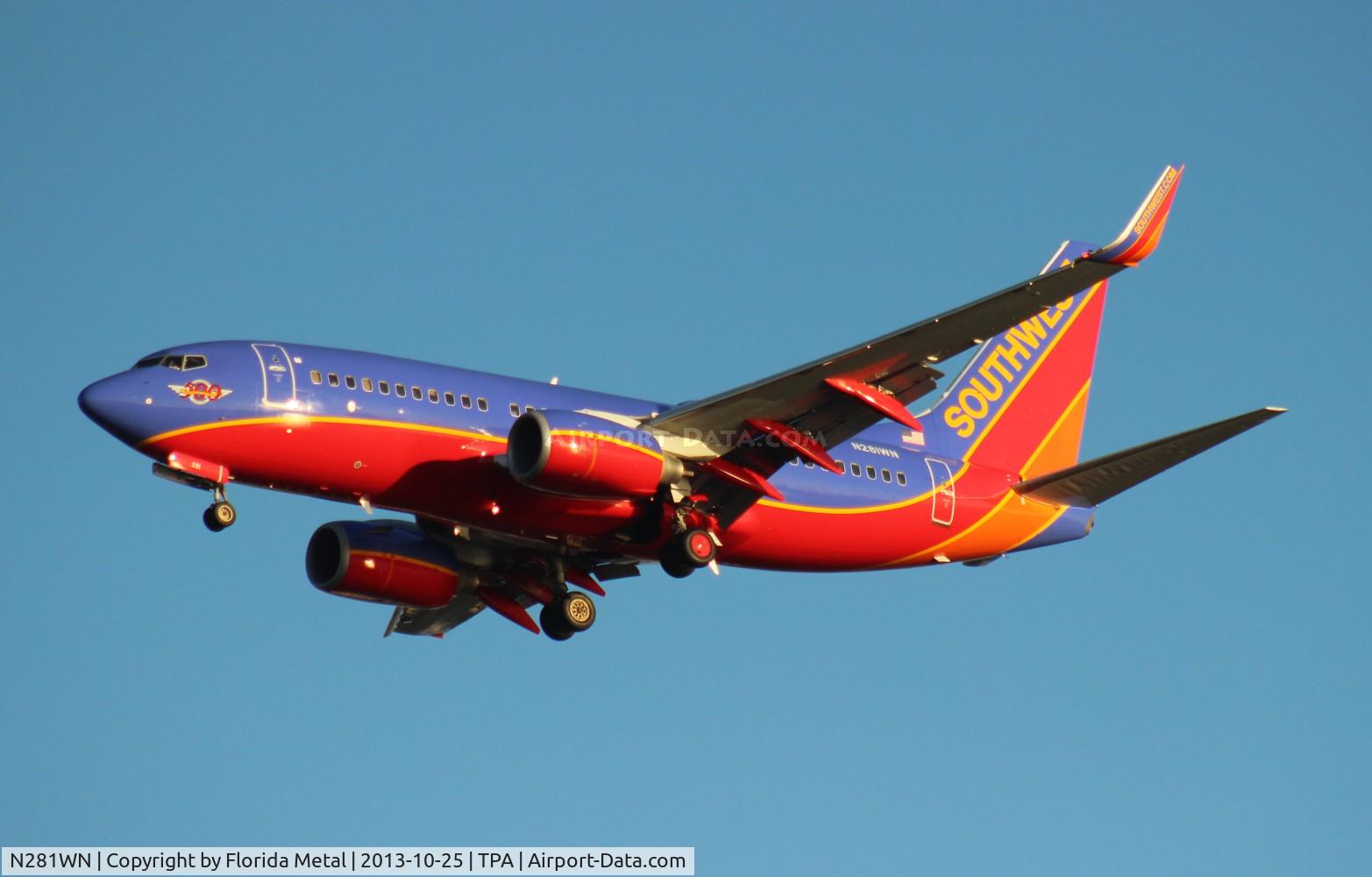N281WN, 2007 Boeing 737-7H4 C/N 36528, Southwest 737-700