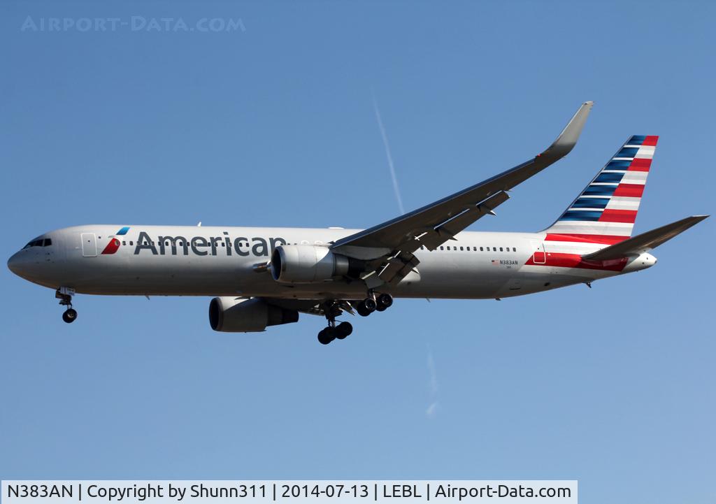 N383AN, 1993 Boeing 767-323 C/N 26995, Landing rwy 25R in n/c