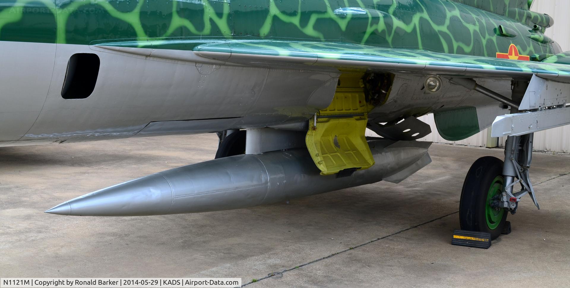 N1121M, Mikoyan-Gurevich MiG-21US C/N 4685145, Center line tank, Cavanaugh Flight Museum, Addison, TX