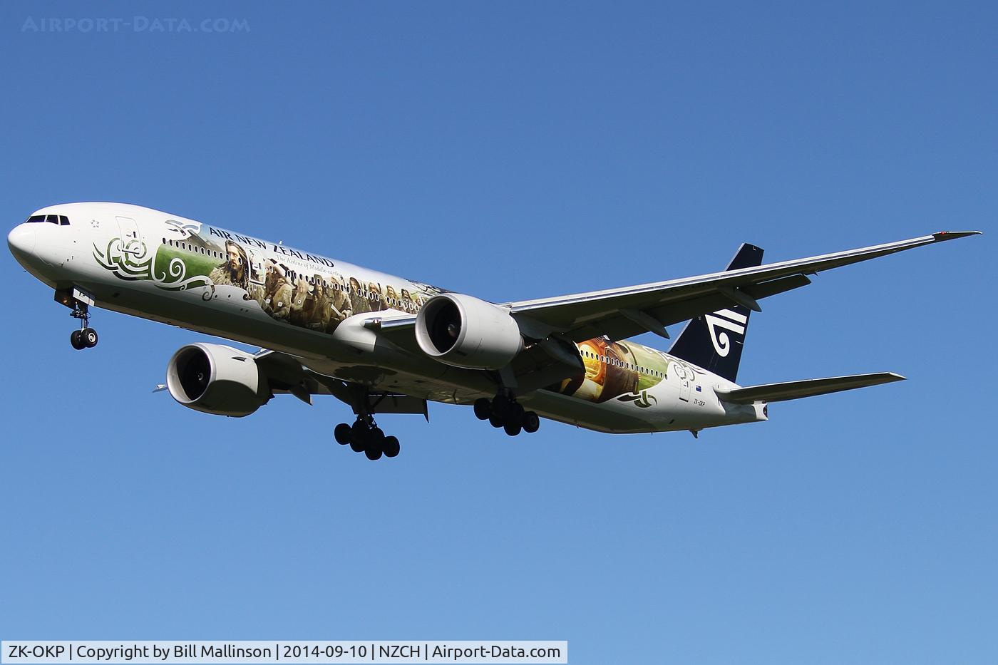 ZK-OKP, 2011 Boeing 777-306/ER C/N 39041, finals to 02 on its first visit to CHC