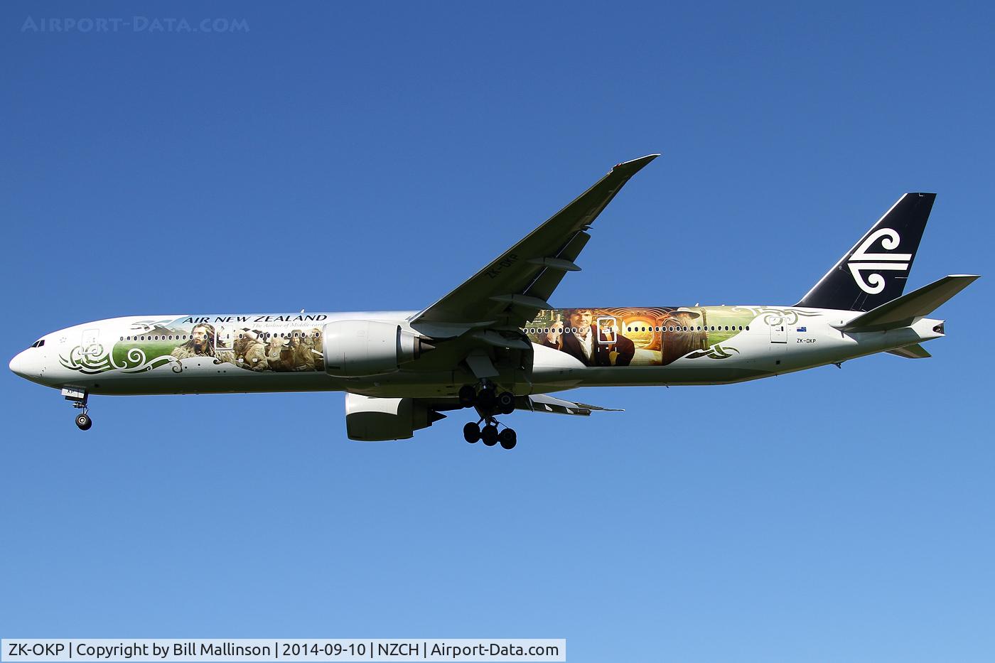 ZK-OKP, 2011 Boeing 777-306/ER C/N 39041, finals to 02 on its first visit to CHC