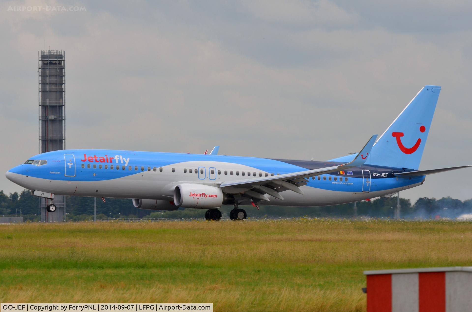 OO-JEF, 2014 Boeing 737-8K5 C/N 44271, JetairFly B738 Landing in CDG