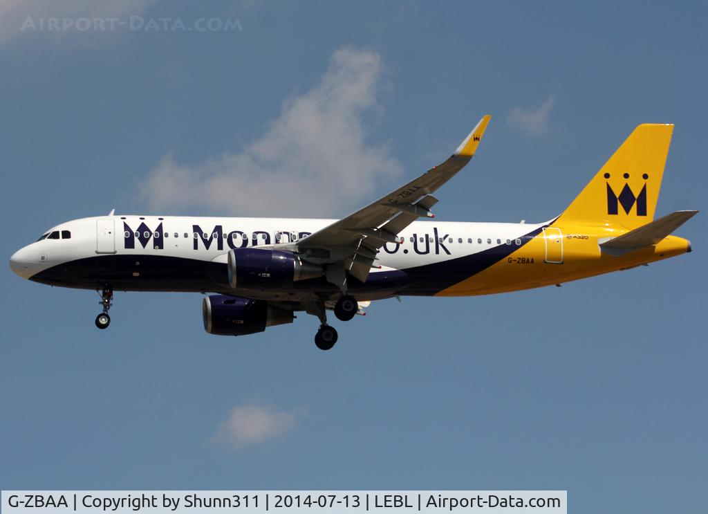 G-ZBAA, 2013 Airbus A320-214 C/N 5526, Landing rwy 25R