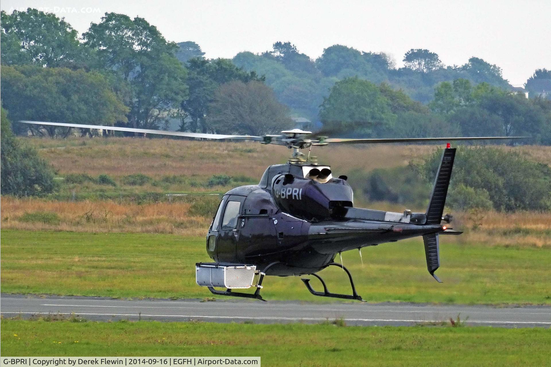 G-BPRI, 1982 Aerospatiale AS-355F-1 Twin Squirrel C/N 5181, Visiting Equreuil II, previously, N364E, G-BPRI, 
G-TUPA, Stapleford Aerodrome based, seen lifting from the apron at EGFH shortly after taking on fuel.