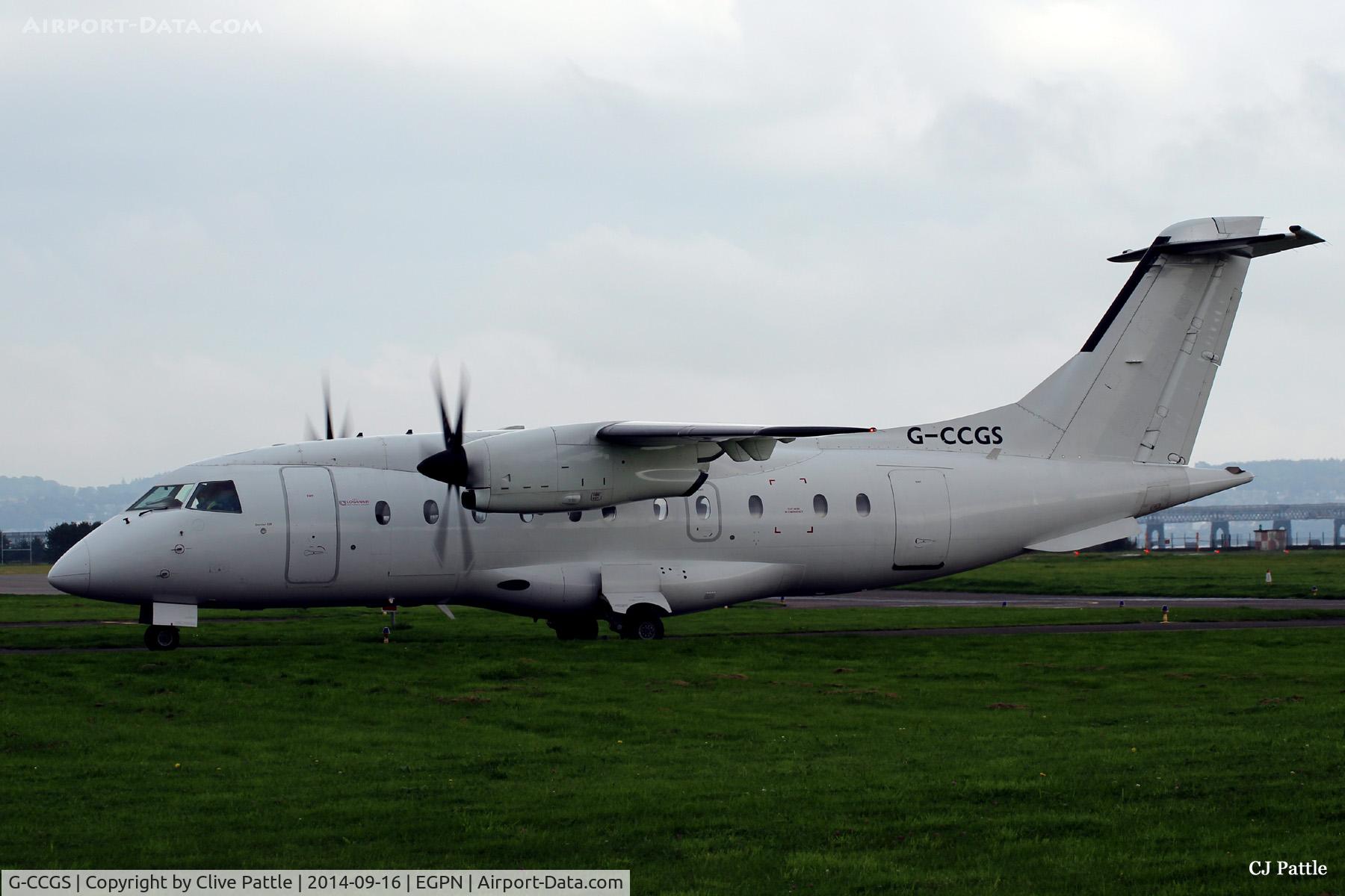 G-CCGS, 1998 Dornier 328-100 C/N 3101, Unpainted G-CCGS undertakes engine tests at the Flybe maintenance facility at Dundee