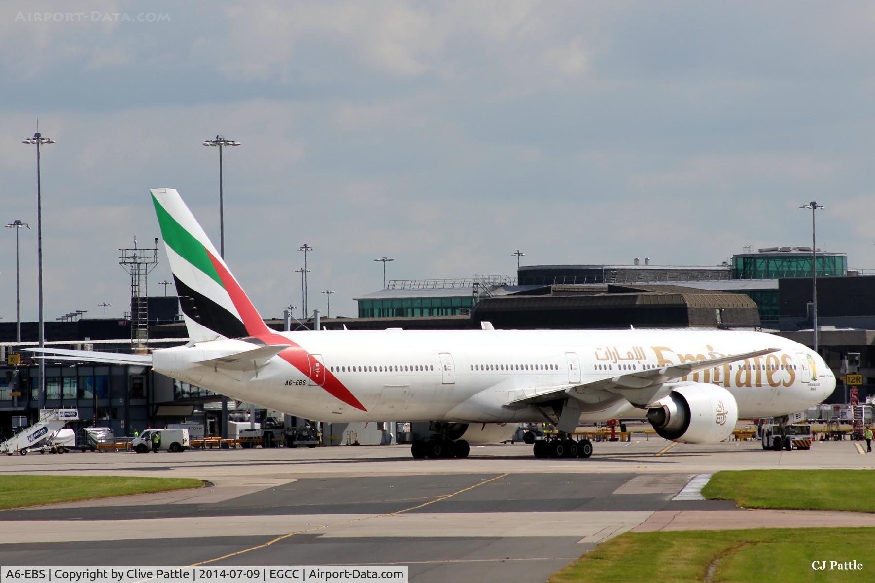 A6-EBS, 2006 Boeing 777-31H/ER C/N 32715, In action at Manchester