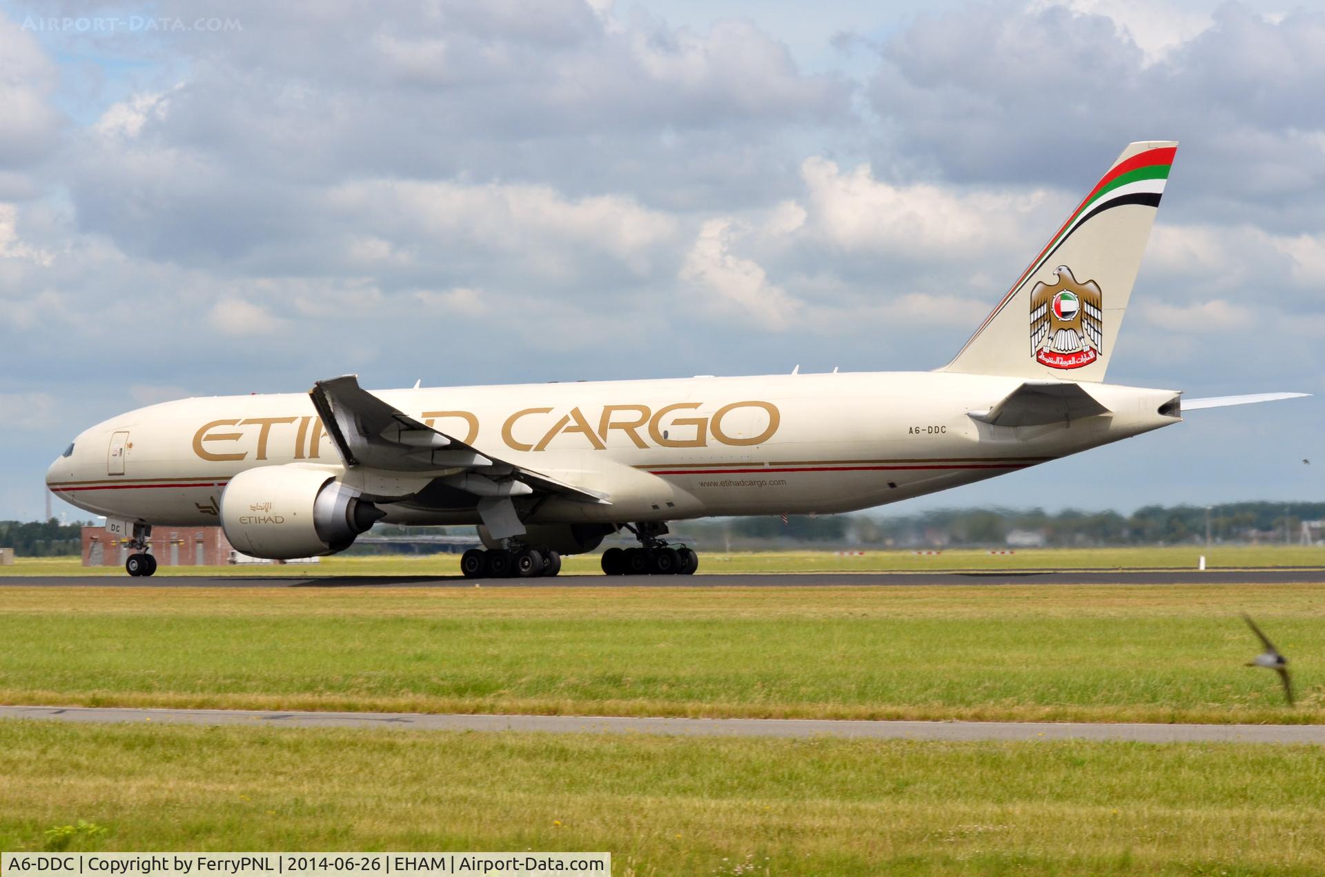 A6-DDC, 2013 Boeing 777-FFX C/N 39691, Etihad Cargo B772F departing AMS