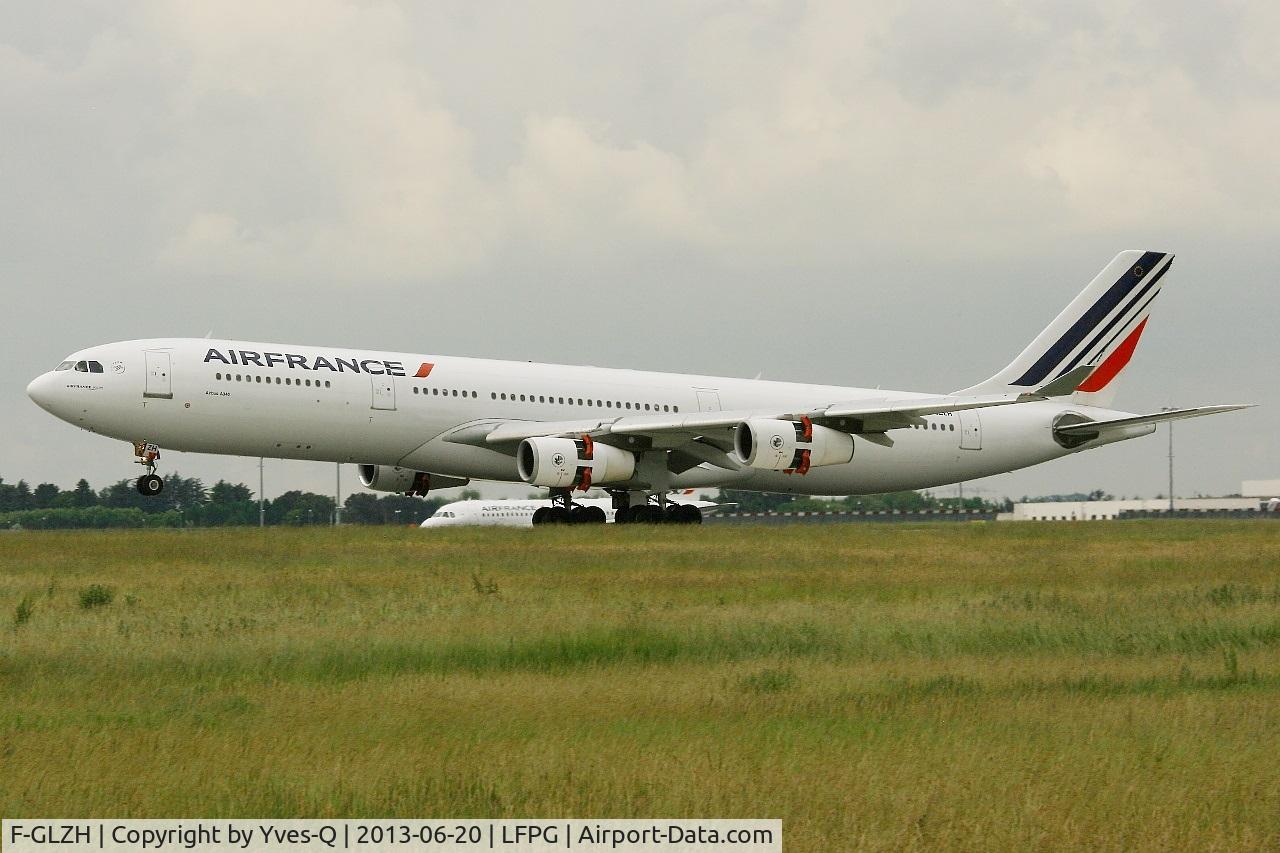 F-GLZH, 1995 Airbus A340-312 C/N 078, Airbus A340-312, Reverse thrust landing Rwy 26L, Roissy Charles De Gaulle Airport (LFPG-CDG)