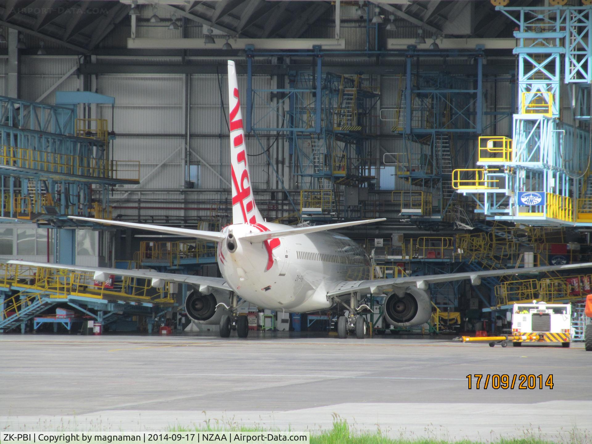 ZK-PBI, 2008 Boeing 737-8FE C/N 36605, in for maintenance at Air NZ
