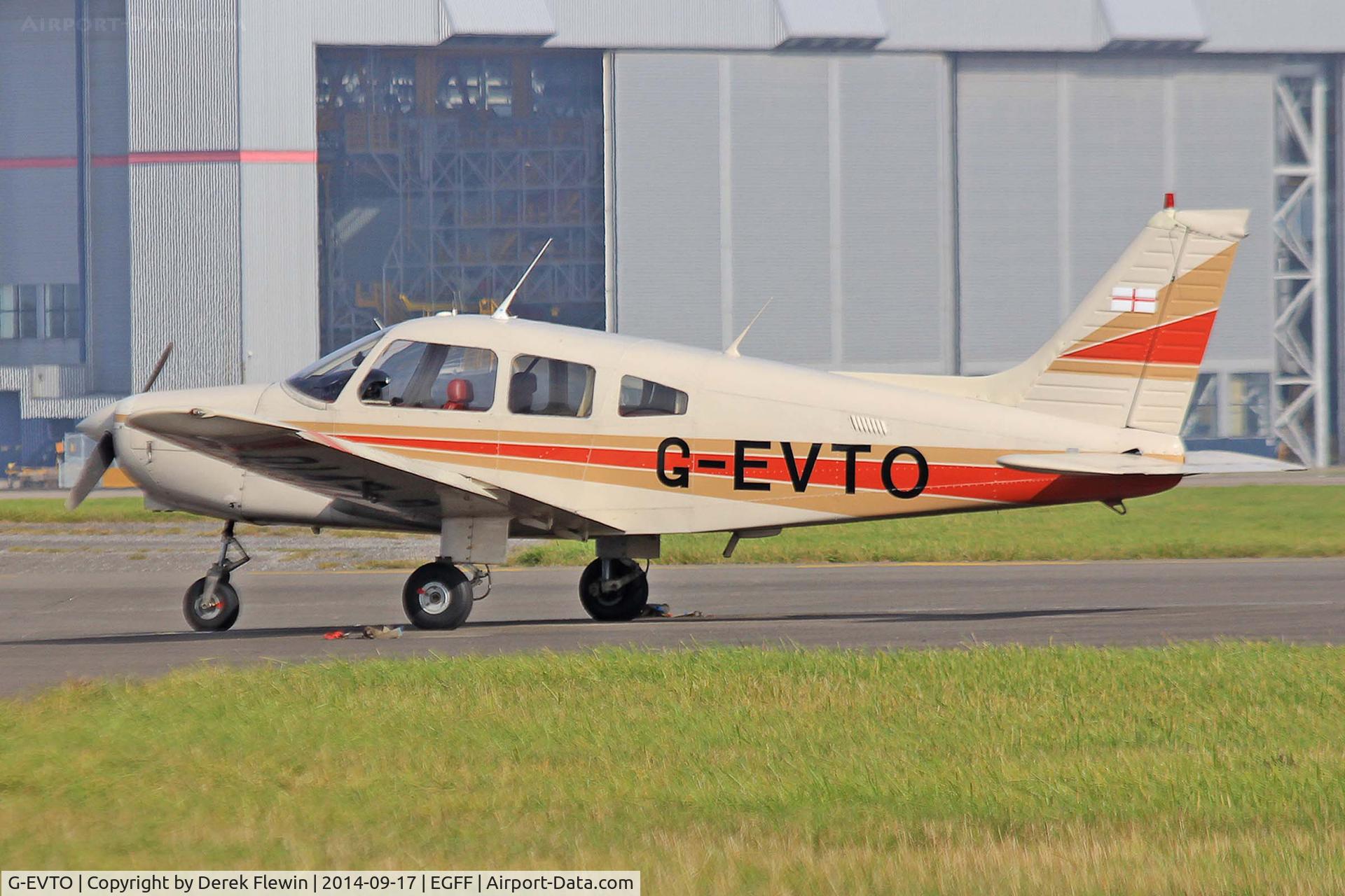 G-EVTO, 1980 Piper PA-28-161 Cherokee Warrior II C/N 28-8016271, Visiting Cherokee Warrior II, previously N81615, D-EVTO, G-EVTO, N5012V, Blackbushe based, seen parked at EGFF.