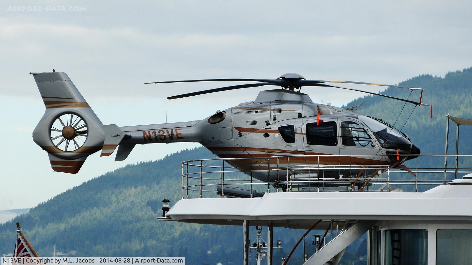 N13VE, 2018 Eurocopter EC-135T-2+ C/N 0735, Aboard the yacht ATTESSA moored in North Vancouver.