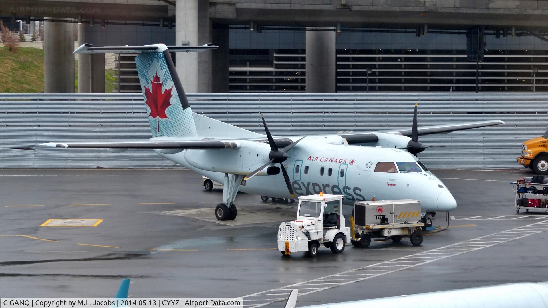 C-GANQ, 1988 De Havilland Canada DHC-8-102 Dash 8 C/N 096, Air Canada Express Dash 8 recently arrived at the terminal.
