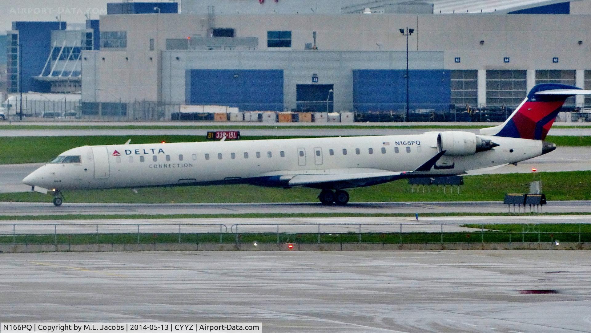 N166PQ, 2008 Bombardier CRJ-900ER (CL-600-2D24) C/N 15166, Delta Canadair CRJ-900 just arriving.