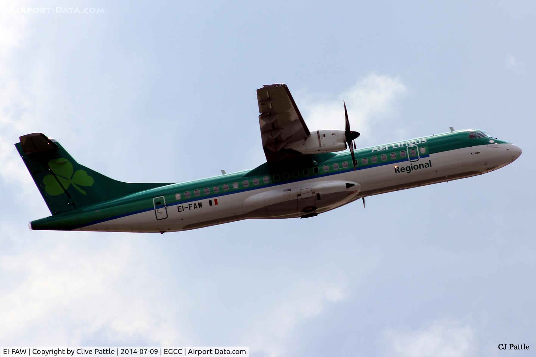 EI-FAW, 2013 ATR 72-600 (72-212A) C/N 1122, Climb out from EGCC