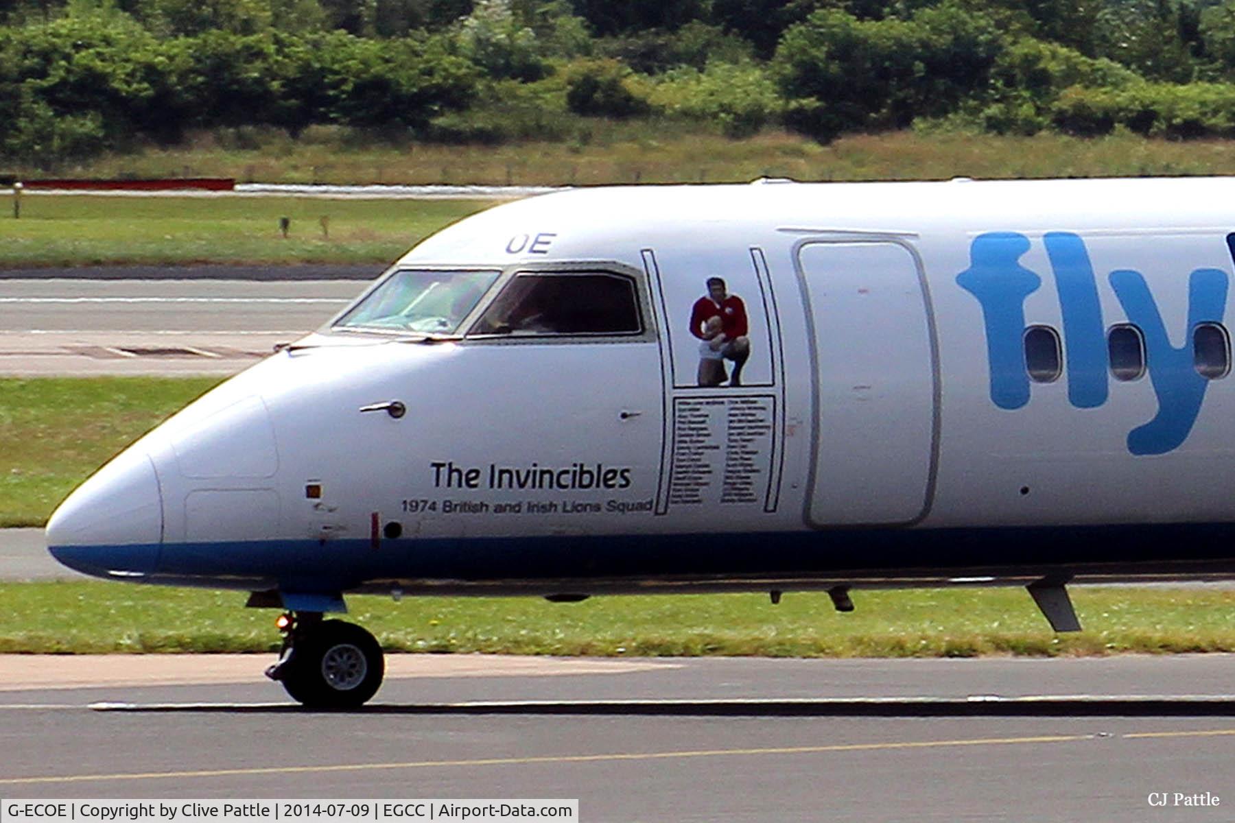 G-ECOE, 2008 De Havilland Canada DHC-8-402Q Dash 8 C/N 4212, Close up of nose artwork on 'ECOE